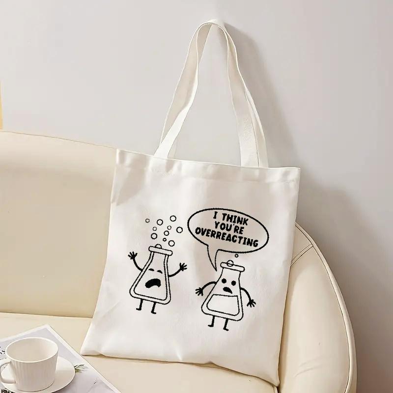 White Canvas Tote Bag Cartoon  - Medical Lab Design review and price